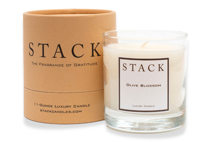 Stack candles, STACK, luxury candles, Christian candles, olive blossom