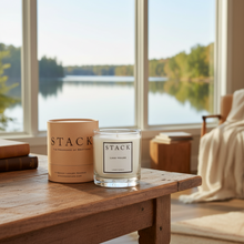Load image into Gallery viewer, Stack luxury candle with packaging on a white background
