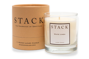 Stack candles, luxury candles, White Linen